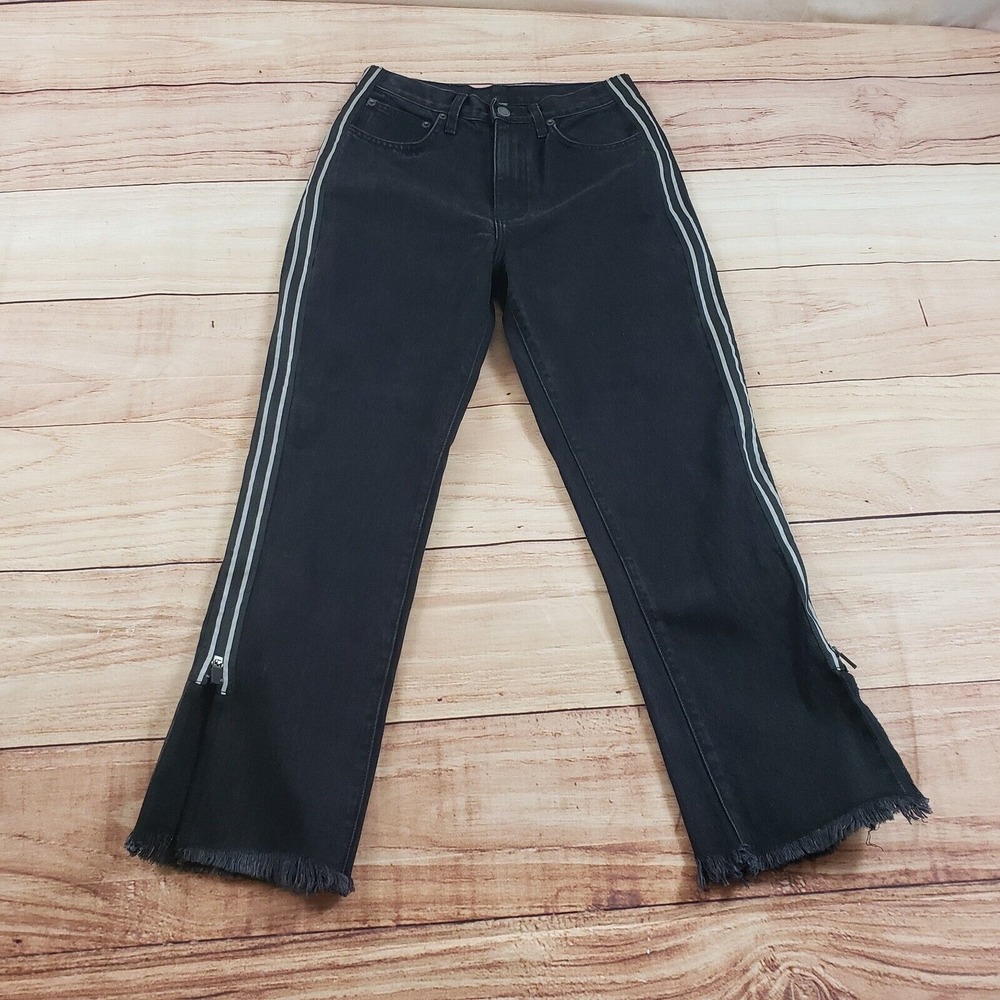 Carmar Jeans Womens 28 Black White Skinny Cropped Ankle Zip Mid Rise Ladies